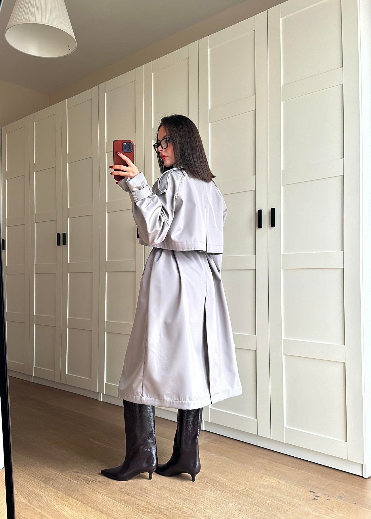 İSADORA Rüzgarlıklı Premium Trençkot GRİ