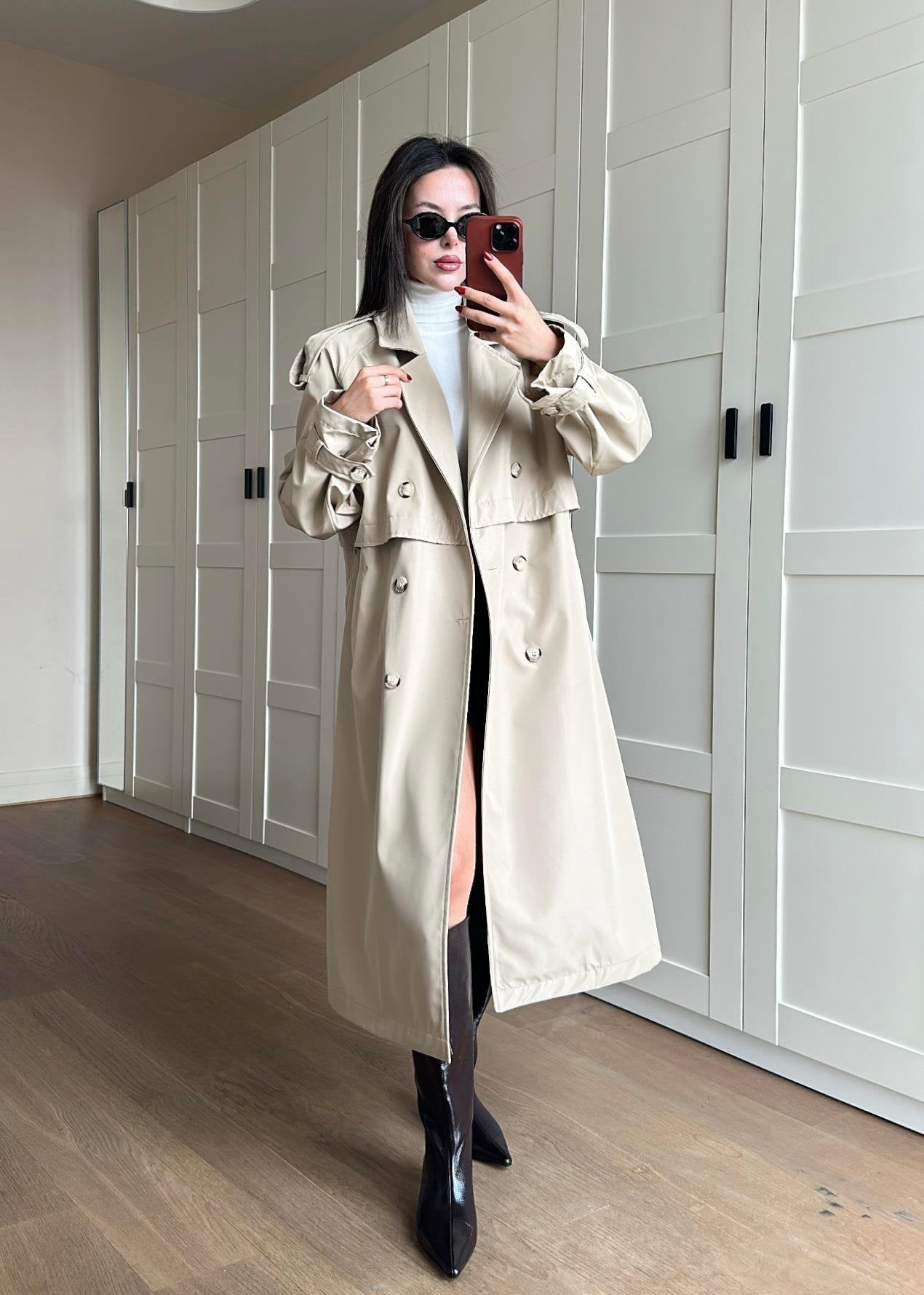 İSADORA Rüzgarlıklı Premium Trençkot BEJ