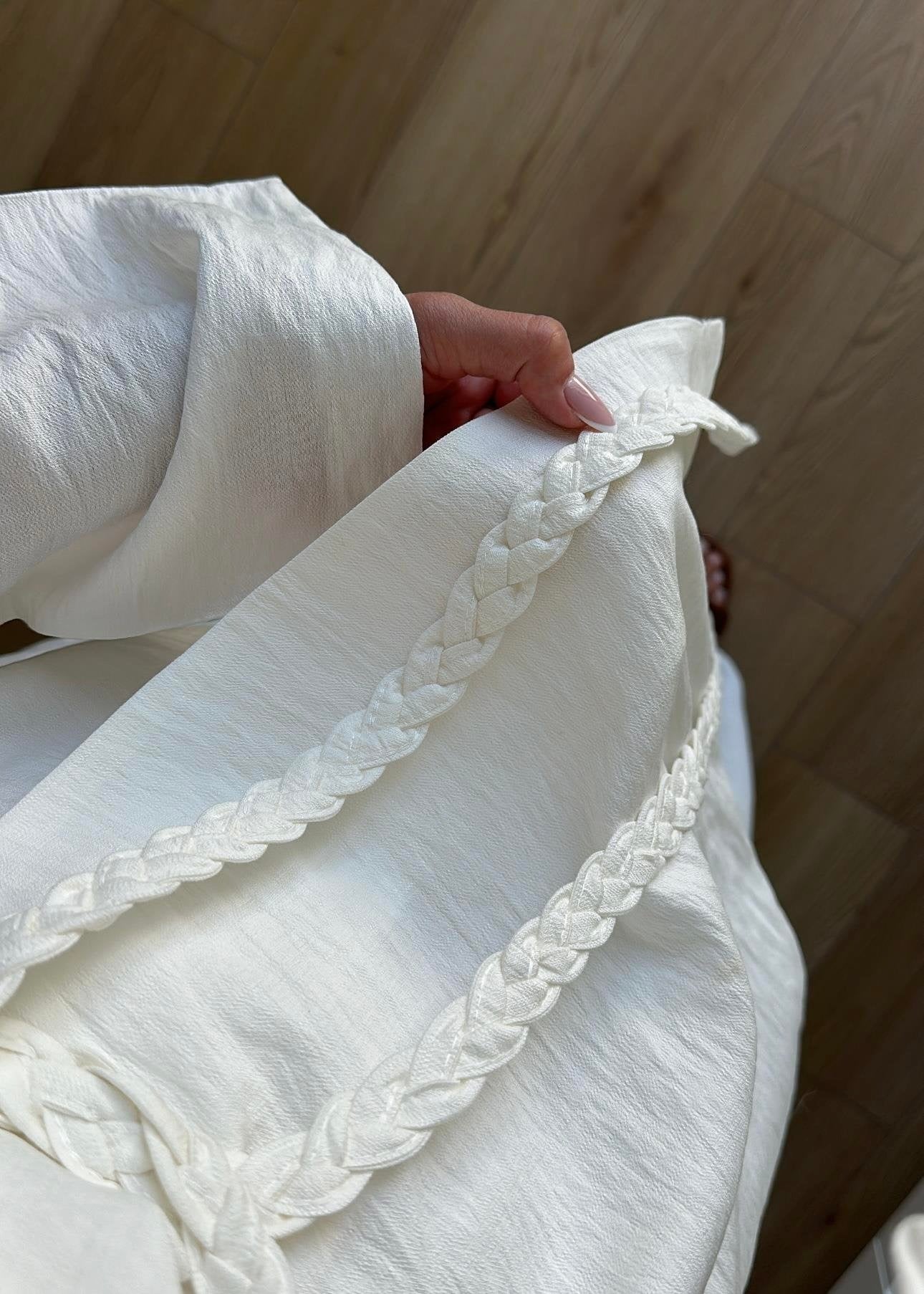 Örgü Kemerli Kimonolu Takım BEYAZ