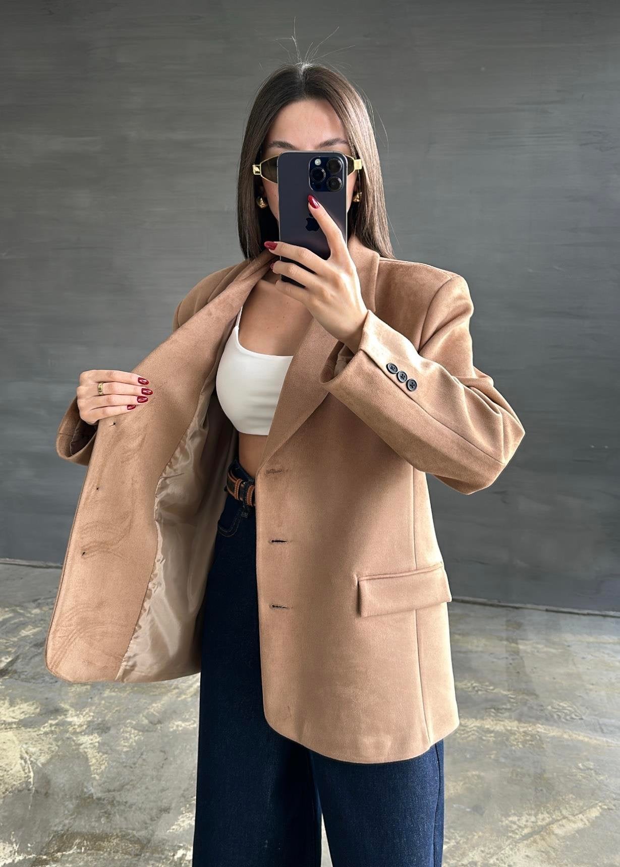 Süet Premium Ceket CAMEL