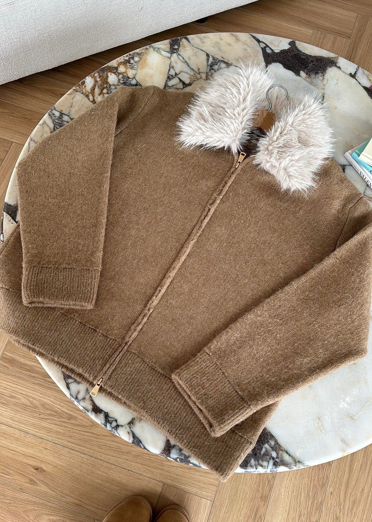 Çıkarılabilir Kürklü Hırka CAMEL