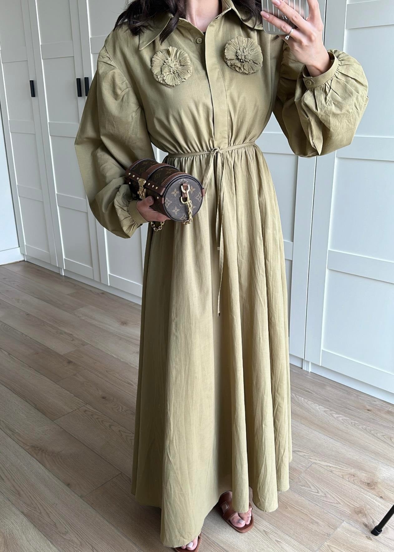 Güllü Kraş Elbise HAKİ