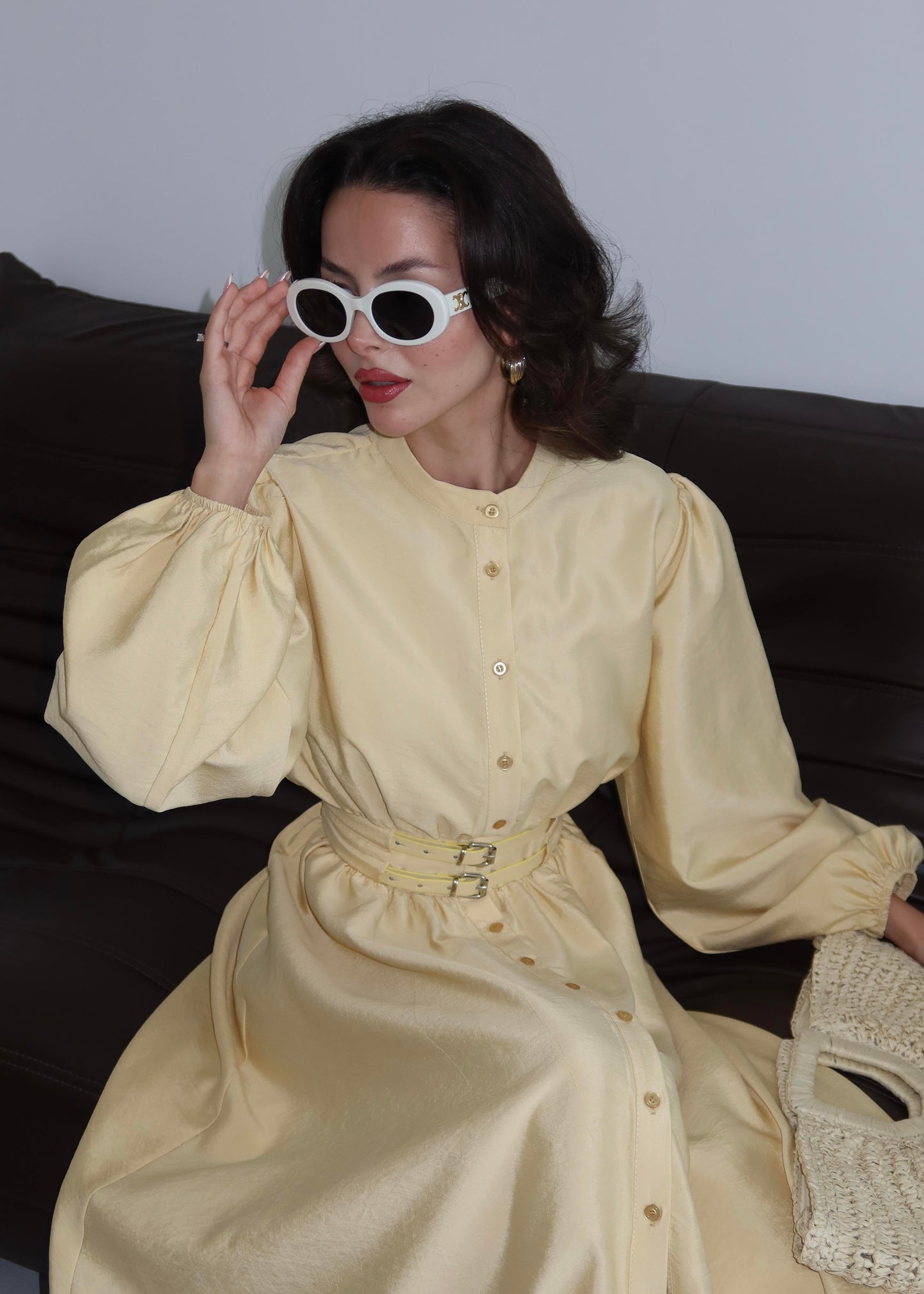 Çift Kemerli Elbise SARI