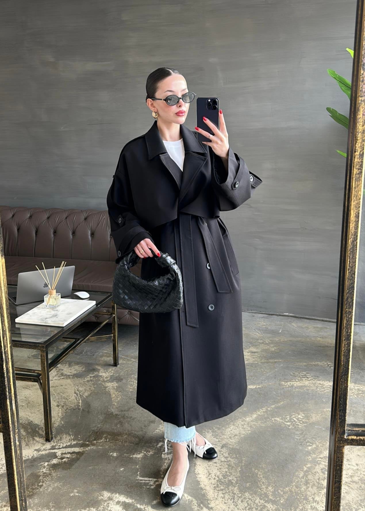 Gabardin Premium Trençkot SİYAH