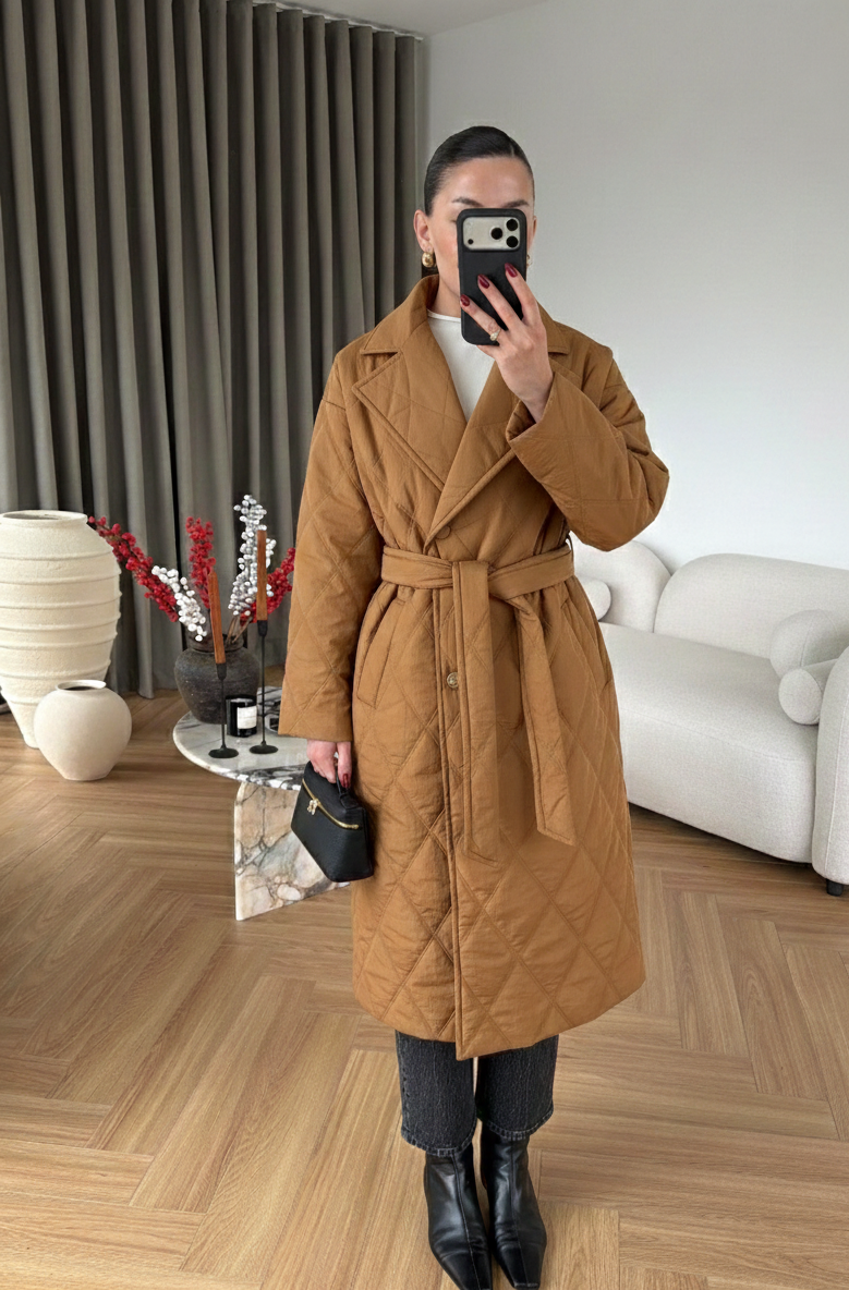 Royal Kürklü Uzun Mont CAMEL