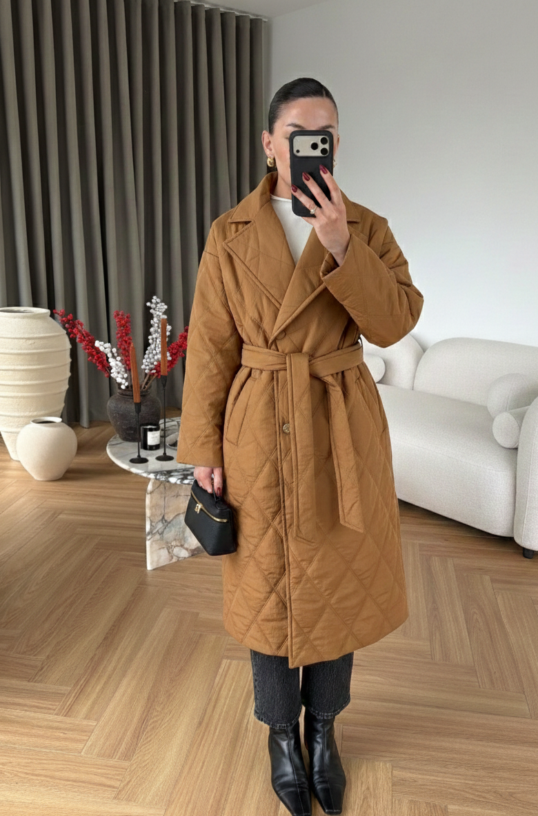 Royal Kürklü Uzun Mont CAMEL