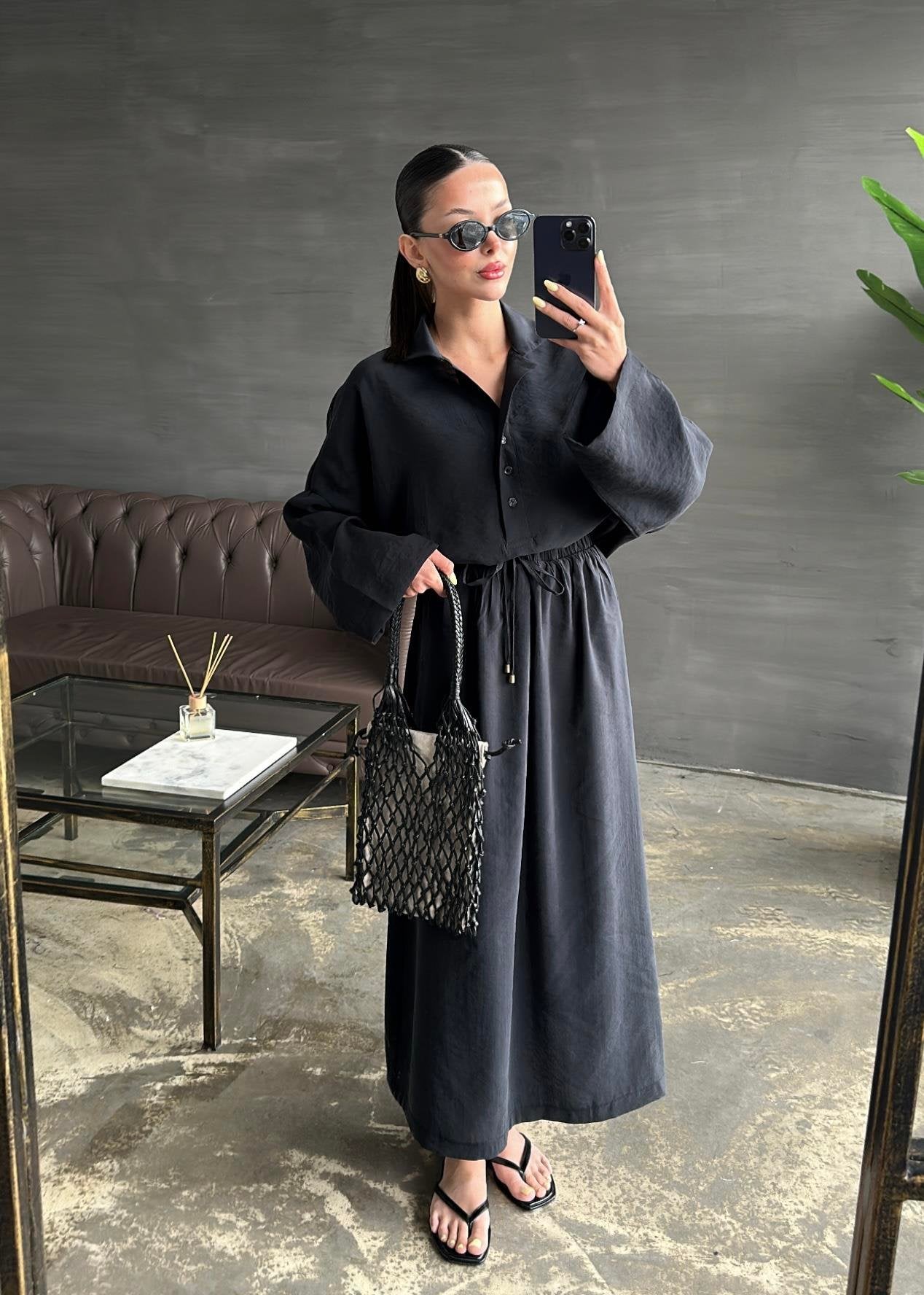 Yarım Patlı Etekli Takım SİYAH