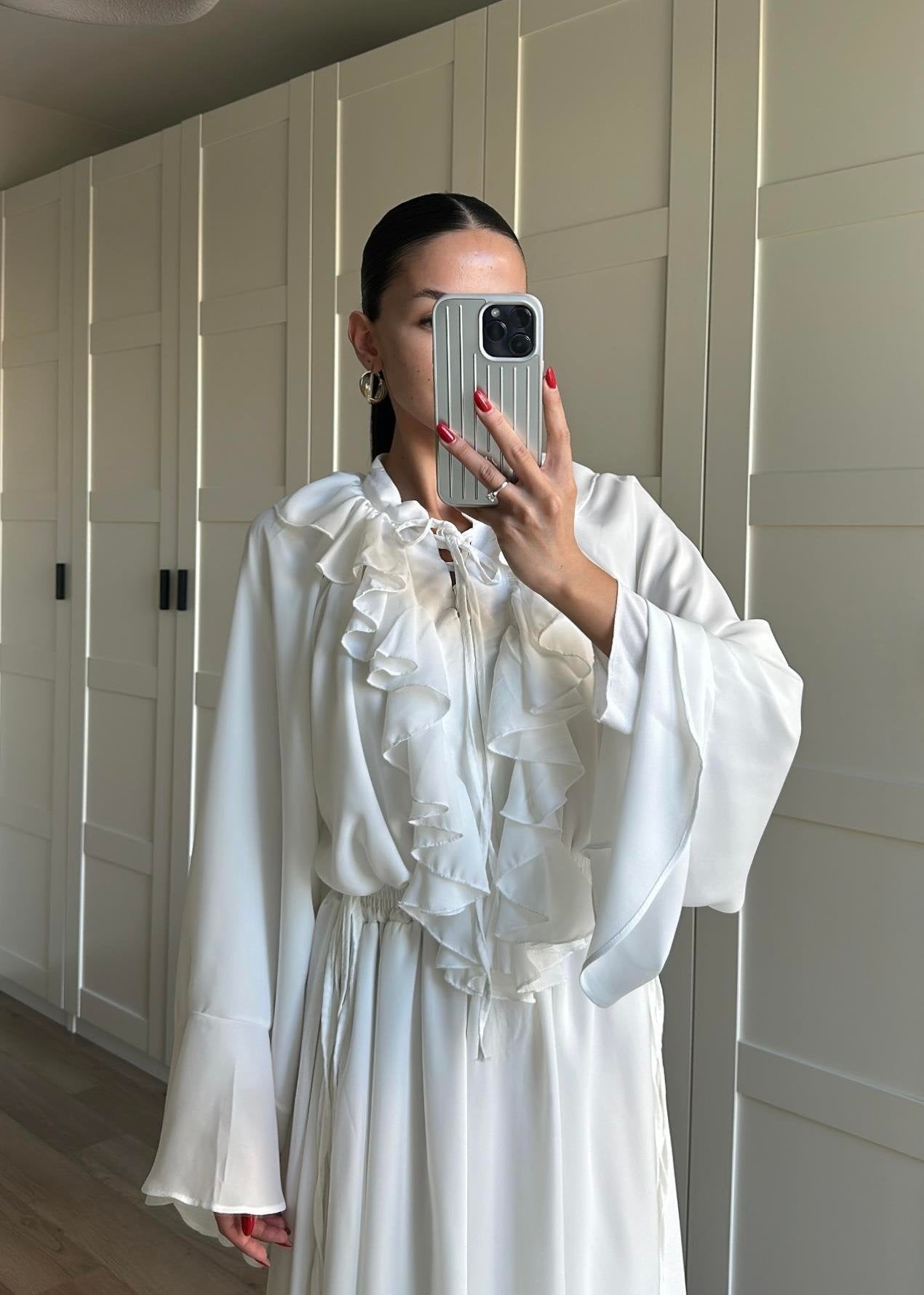 Charlie Fırfırlı Elbise BEYAZ