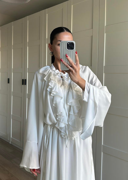 Charlie Fırfırlı Elbise BEYAZ