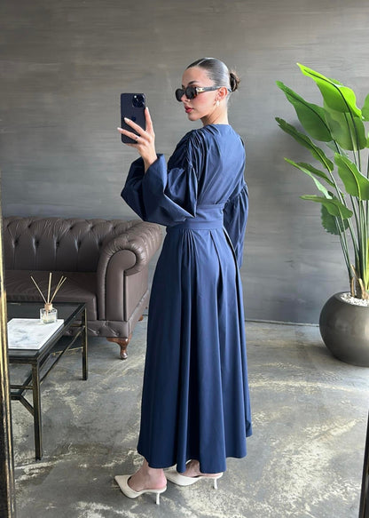 Dacron Balon Kol Elbise LACİVERT