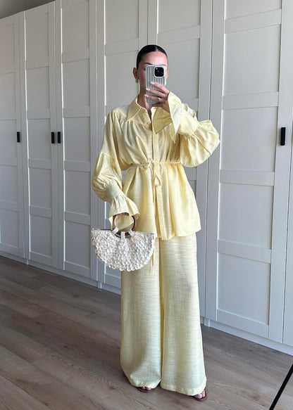 Büzgülü Gömlekli Takım SARI