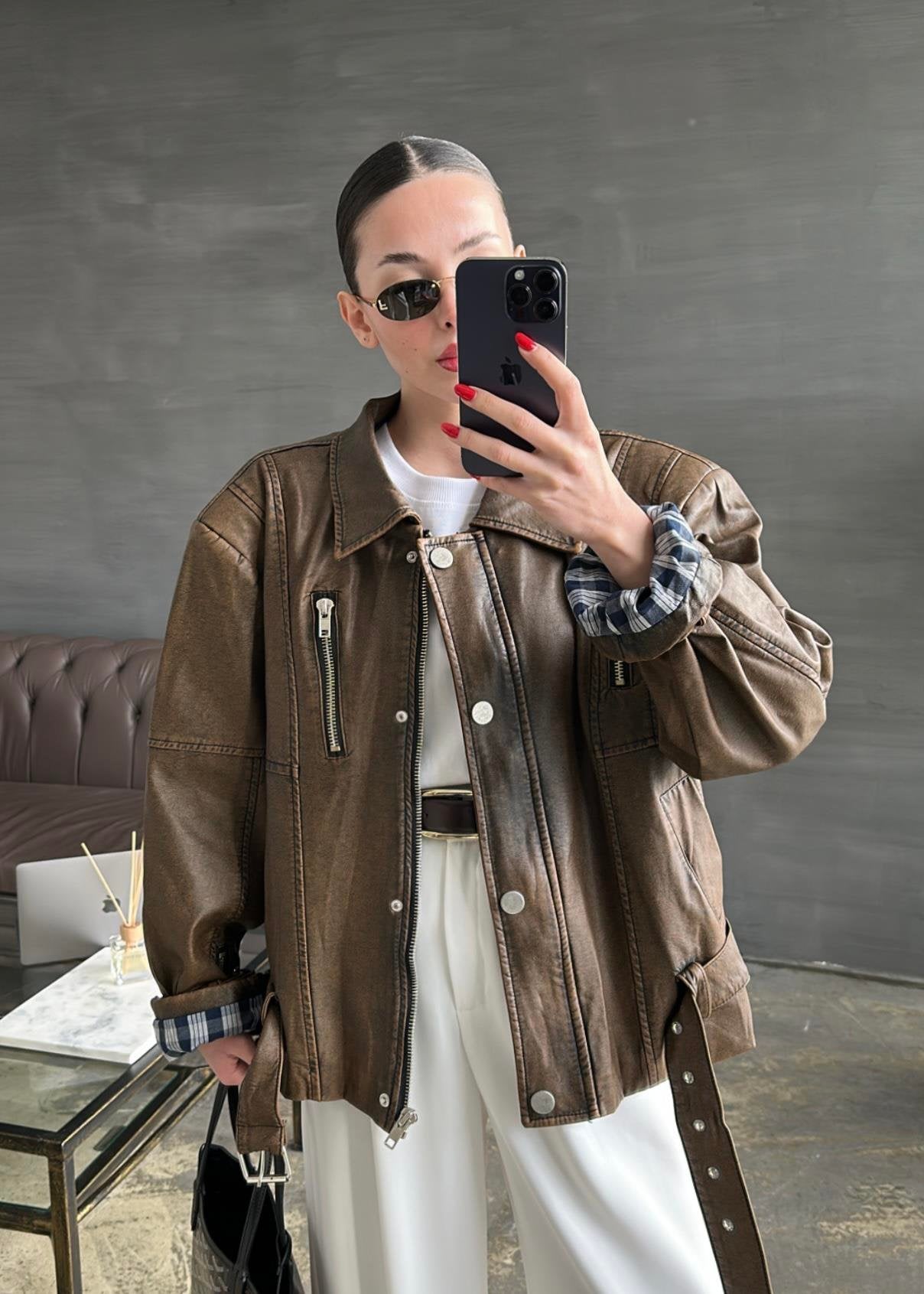 Premium Deri Ceket KAHVERENGİ