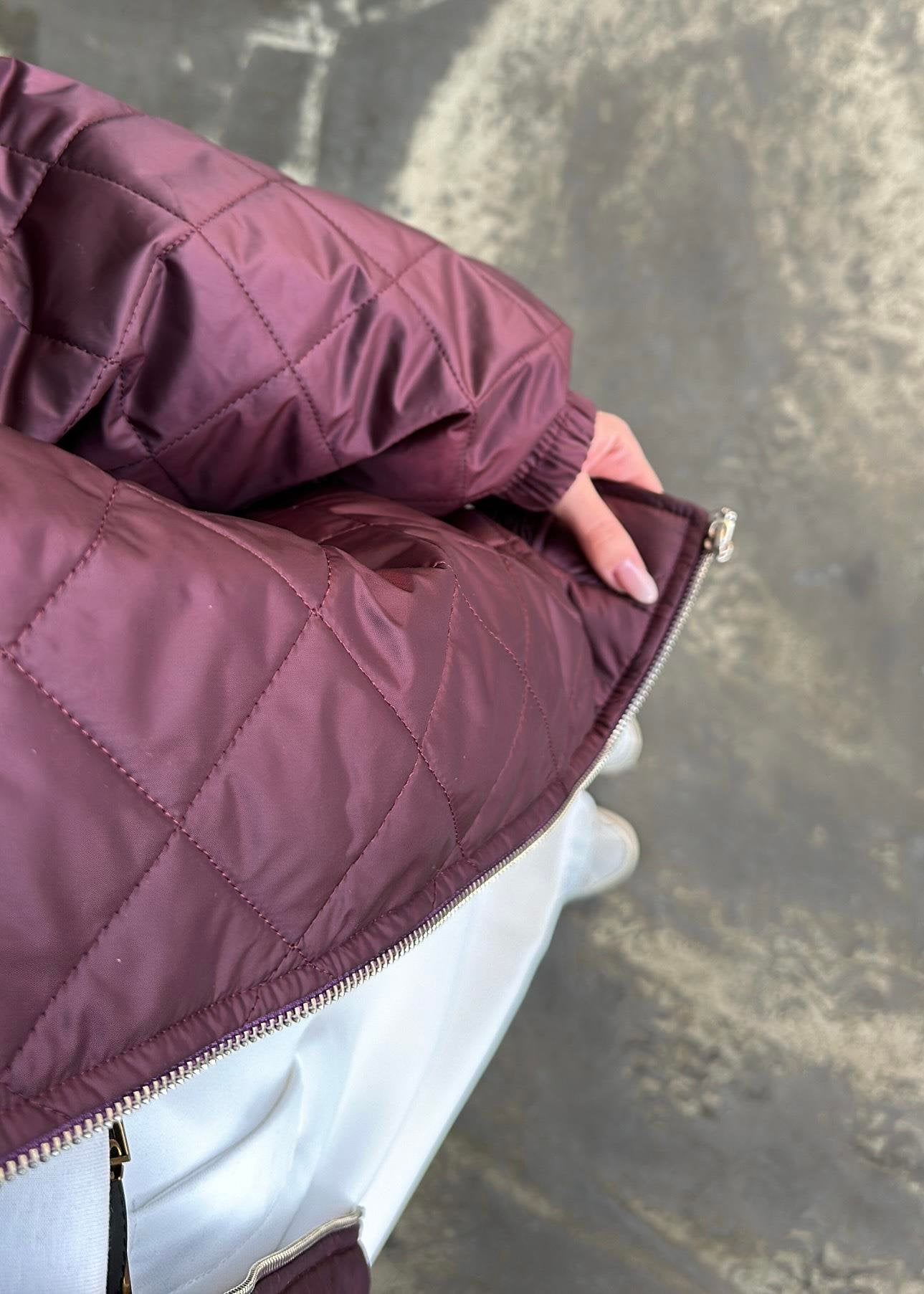 Süet Yakalı Kapitone Mont BORDO