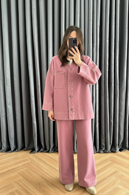 V Yakalı Denim Takım CANDY