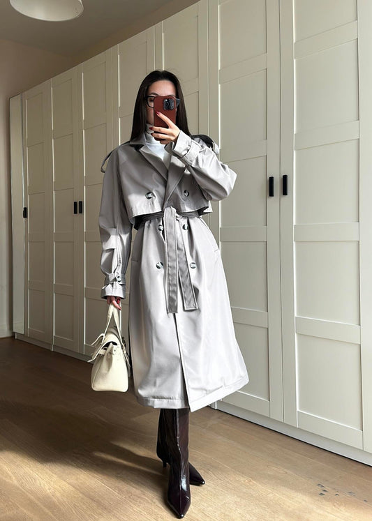 İSADORA Rüzgarlıklı Premium Trençkot GRİ