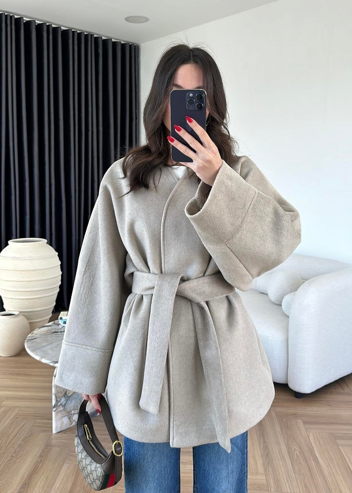 Kaşe Ara Boy Kaban BEJ