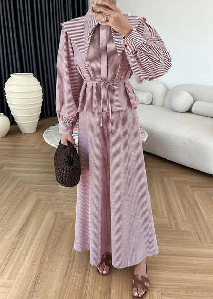 Taşlı Poplin Etekli Takım BORDO