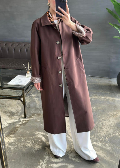 Astarı Kazayağı Desen Trençkot ACI KAHVE