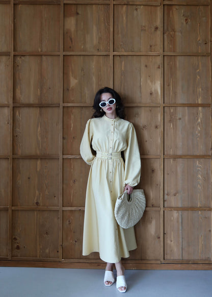 Çift Kemerli Elbise SARI