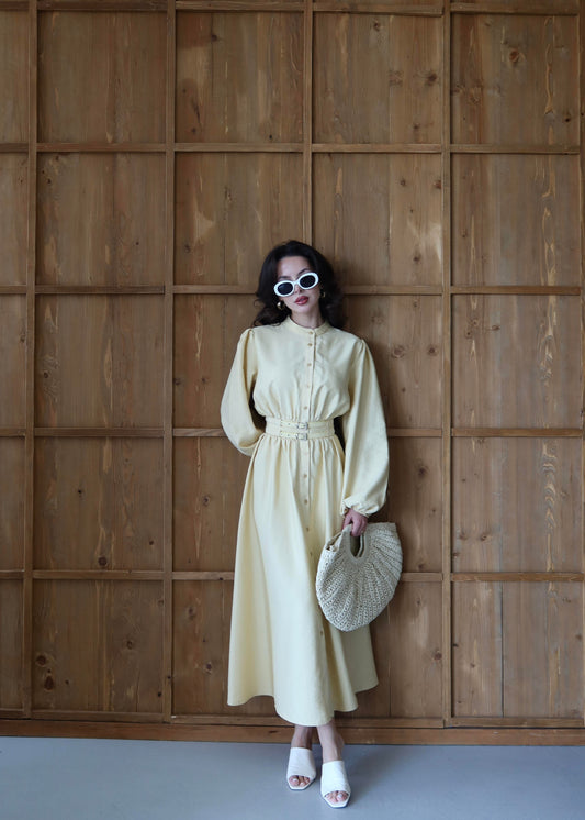 Çift Kemerli Elbise SARI