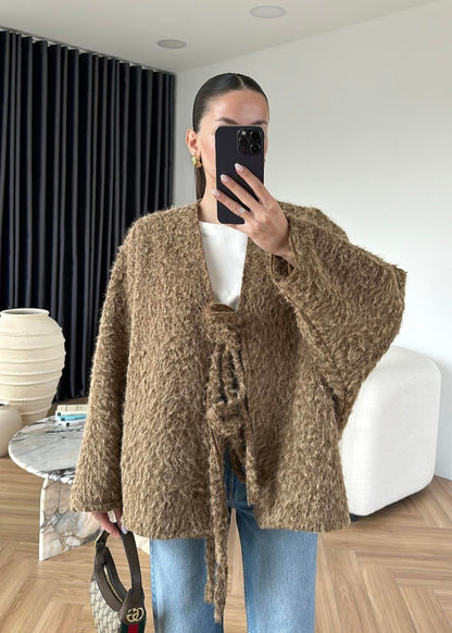 Yünlü Bağlamalı Ceket CAMEL