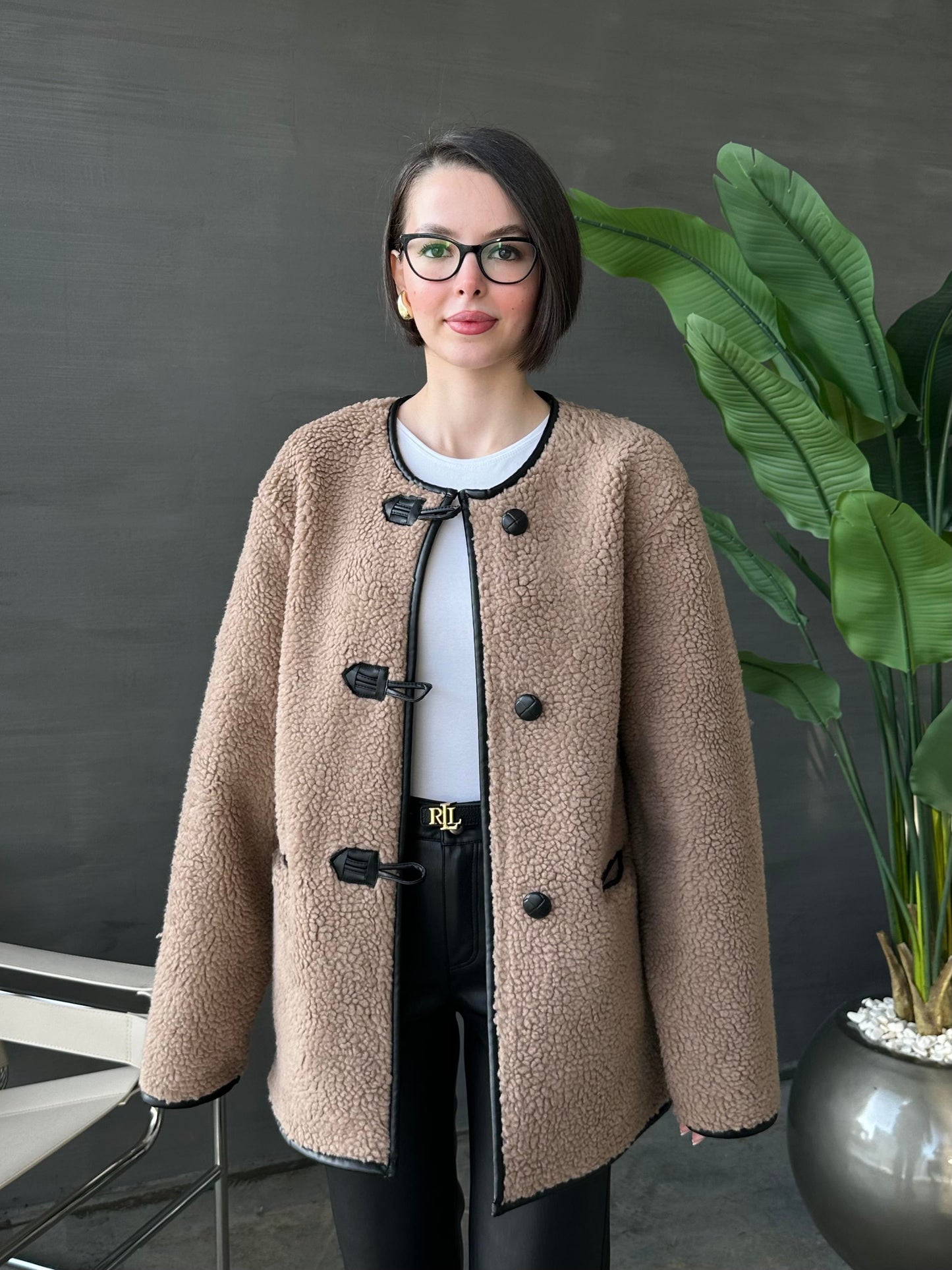 Aplikeli Kürklü Mont CAMEL