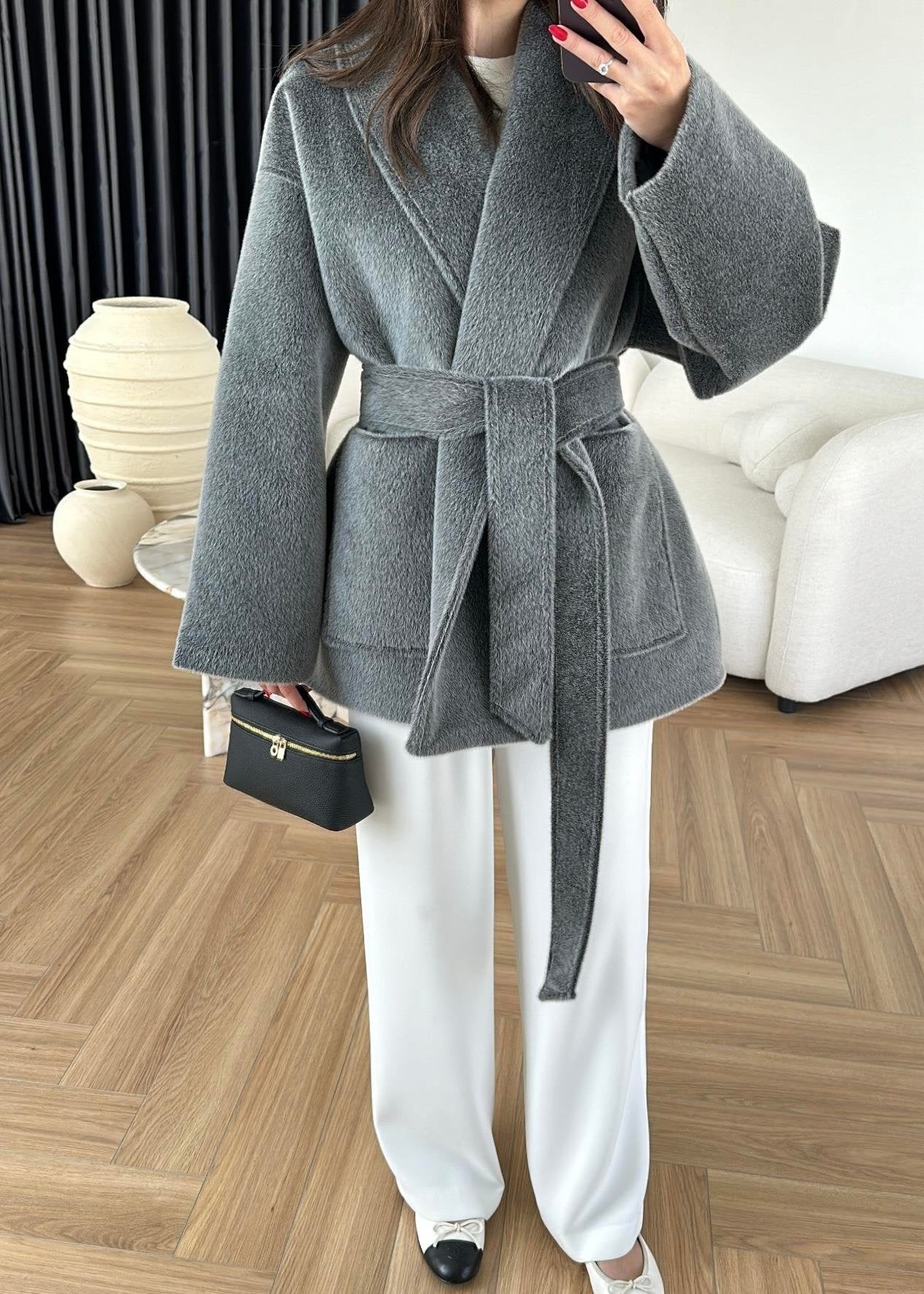 Yakalı Cepli Alpaka Ceket ANTRASİT