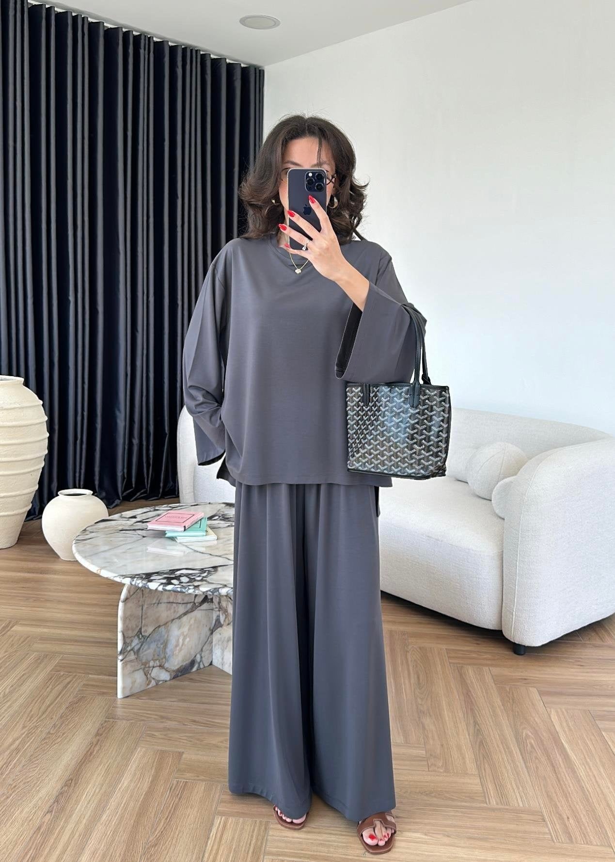 Modal Geniş Paçalı Takım ANTRASİT