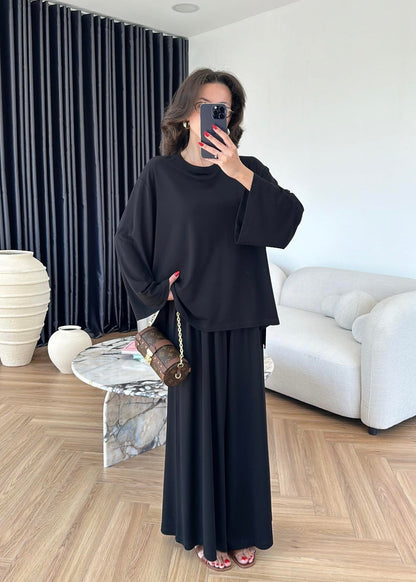 Modal Geniş Paçalı Takım Siyah