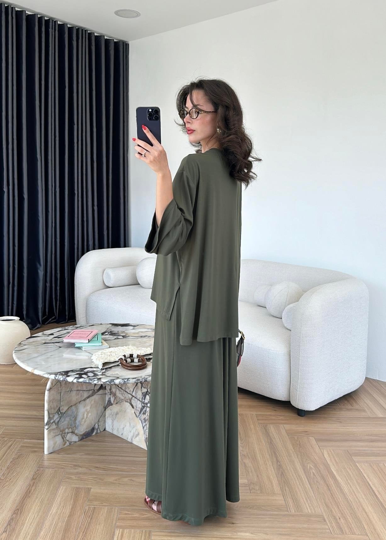 Modal Geniş Paçalı Takım HAKİ