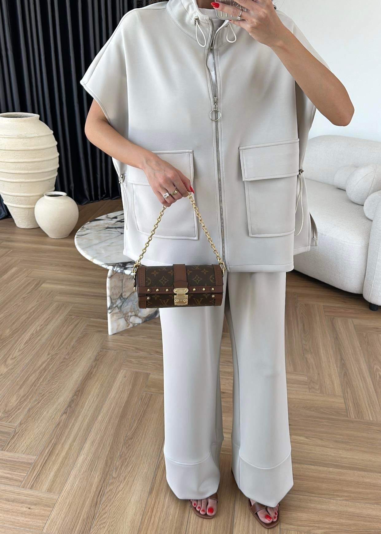 Yelekli Fermuarlı Modal Takım TAŞ