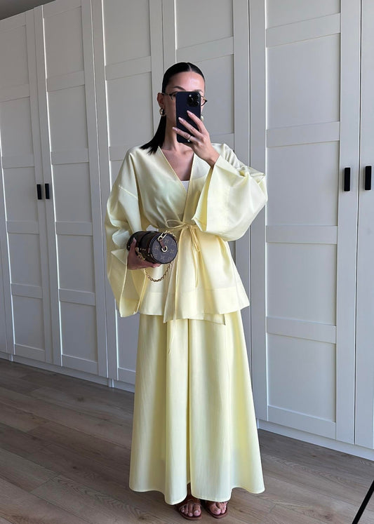 Kimonolu Etekli Takım SARI