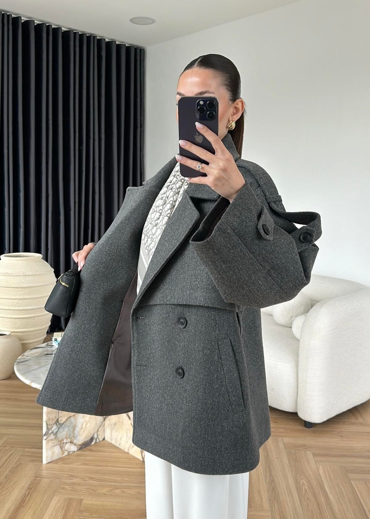 Ara Boy Kaşe Kaban ANTRASİT