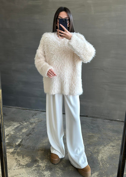 Uzun Tüylü Kazak KREM