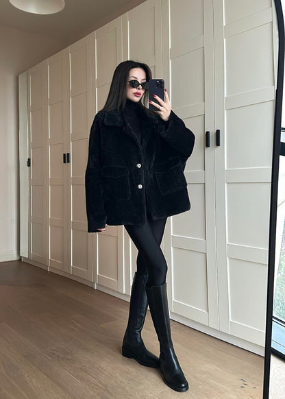 Çift Cepli Kürk SİYAH