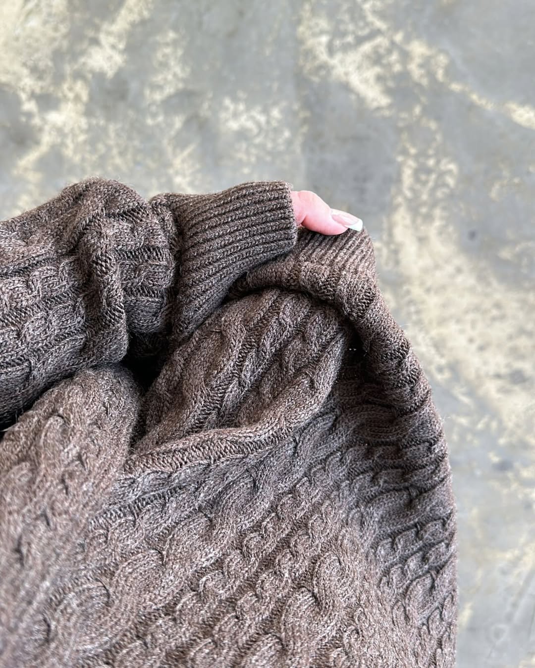 Atkılı Saç Örgülü Üçlü Takım KAHVERENGİ