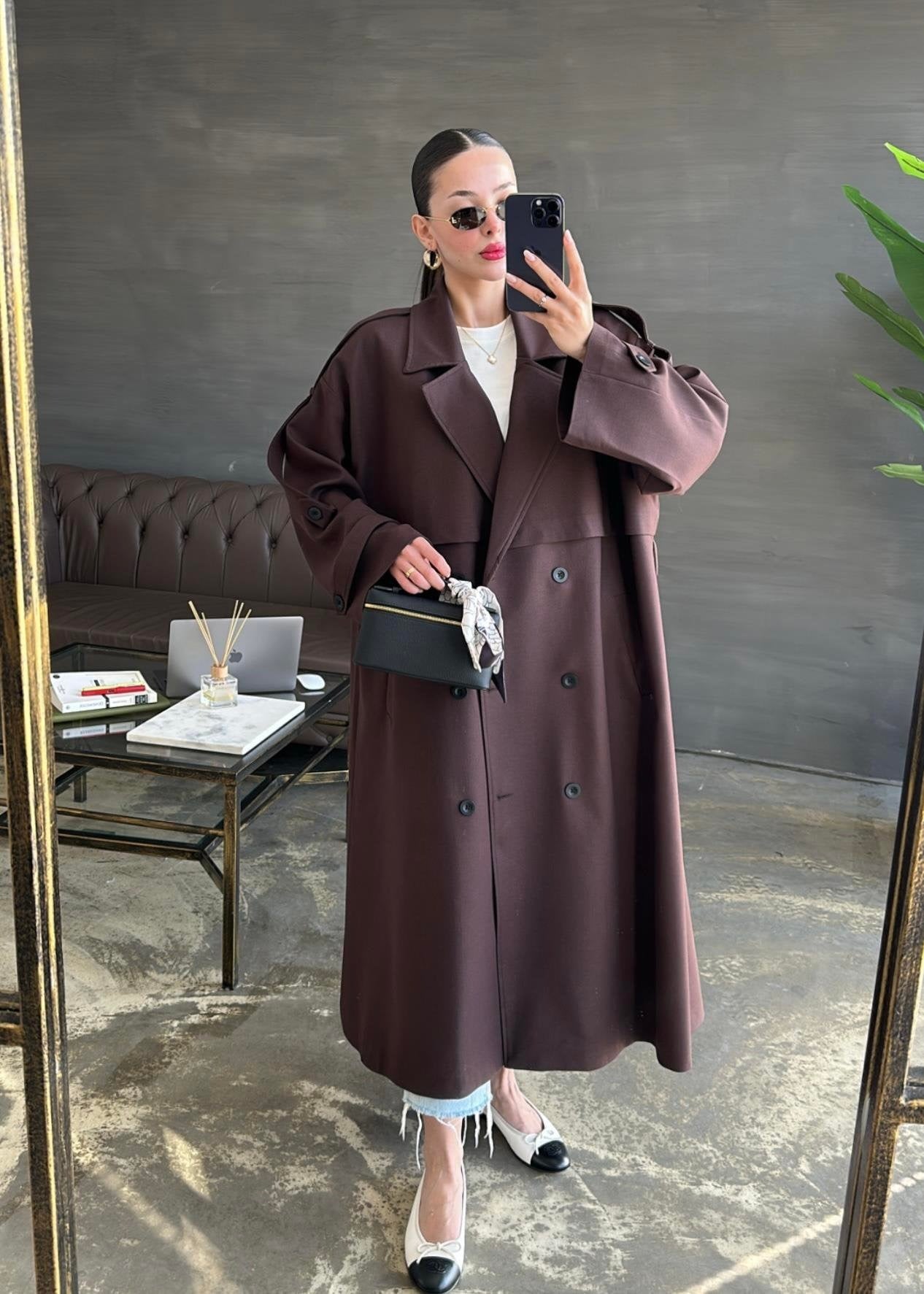 Gabardin Premium Trençkot ACI KAHVE