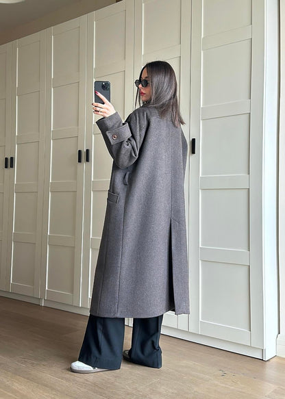 Kelebek Yakalı Kaban KAHVE