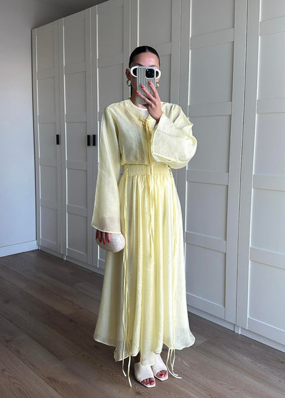 Yaka Detaylı Şifon Takım SARI