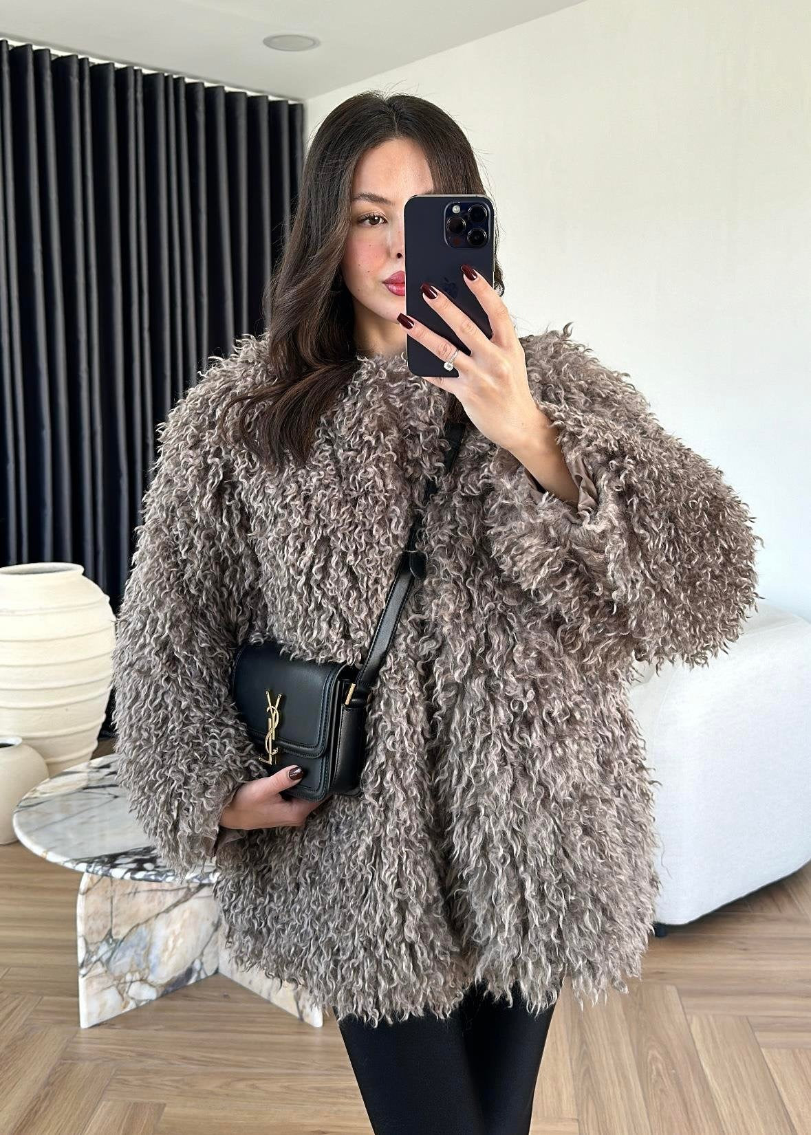 Kıvırcık Detay Kürk VİZON