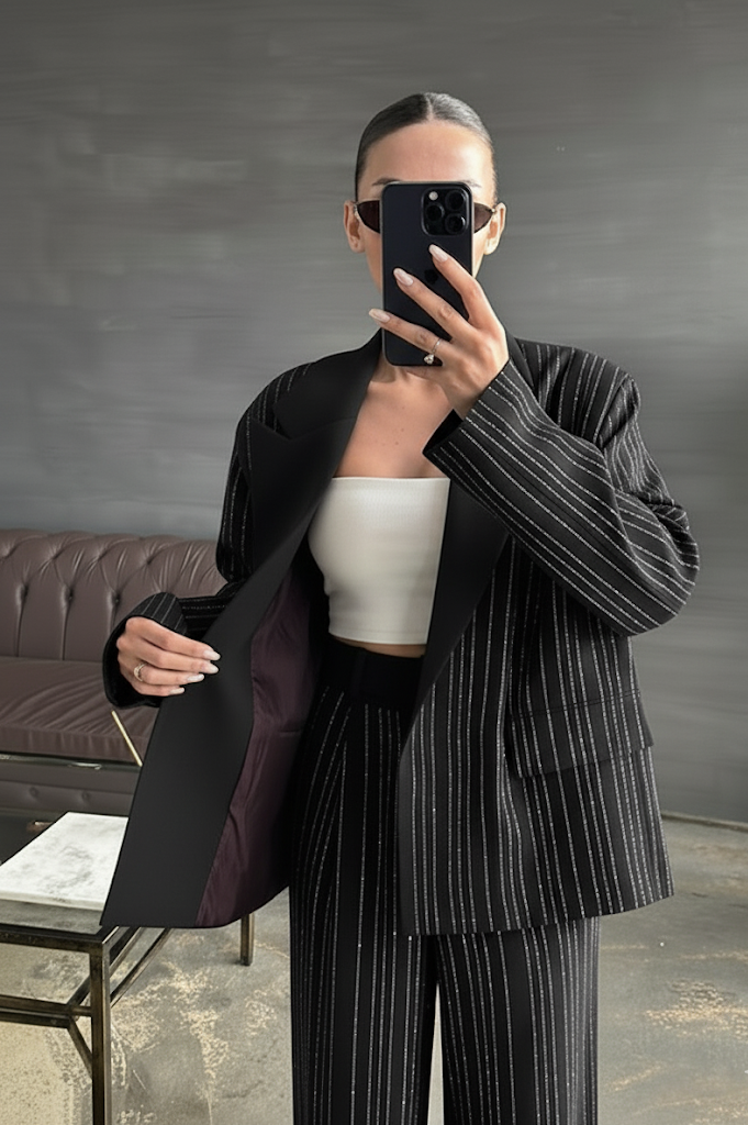 Premium Taşlı Takım SİYAH