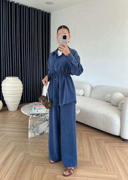 Bağcıklı Tensel Modal Takım Lacivert