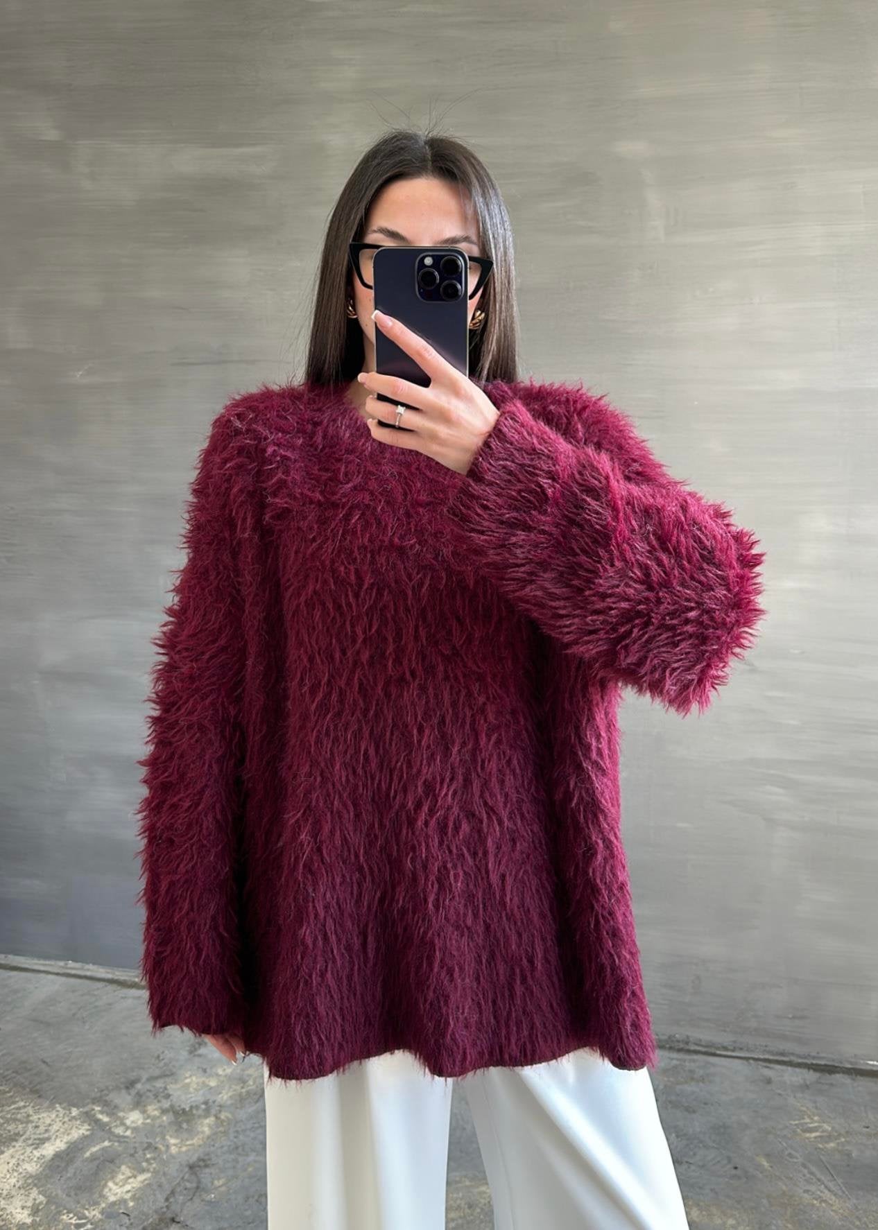 Uzun Tüylü Kazak KREM