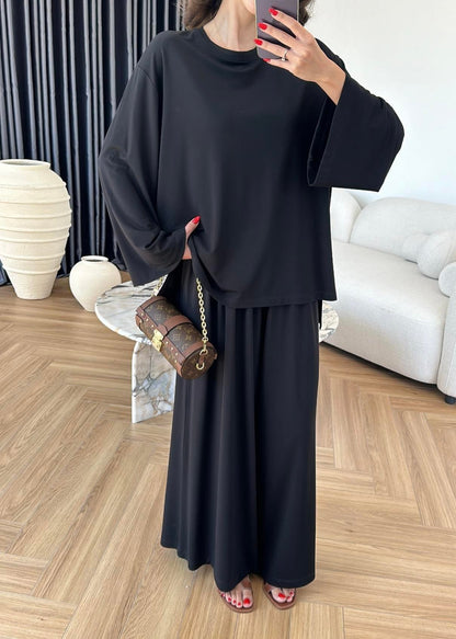 Modal Geniş Paçalı Takım Siyah