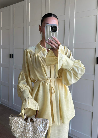 Büzgülü Gömlekli Takım SARI