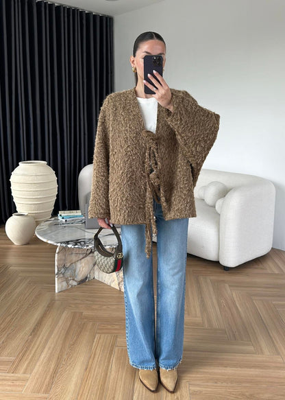 Yünlü Bağlamalı Ceket CAMEL