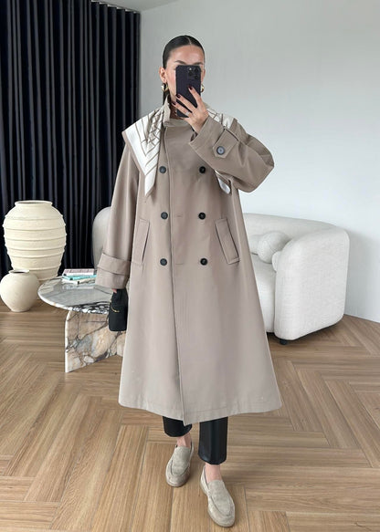 Fularlı Uzun Trençkot TAŞ