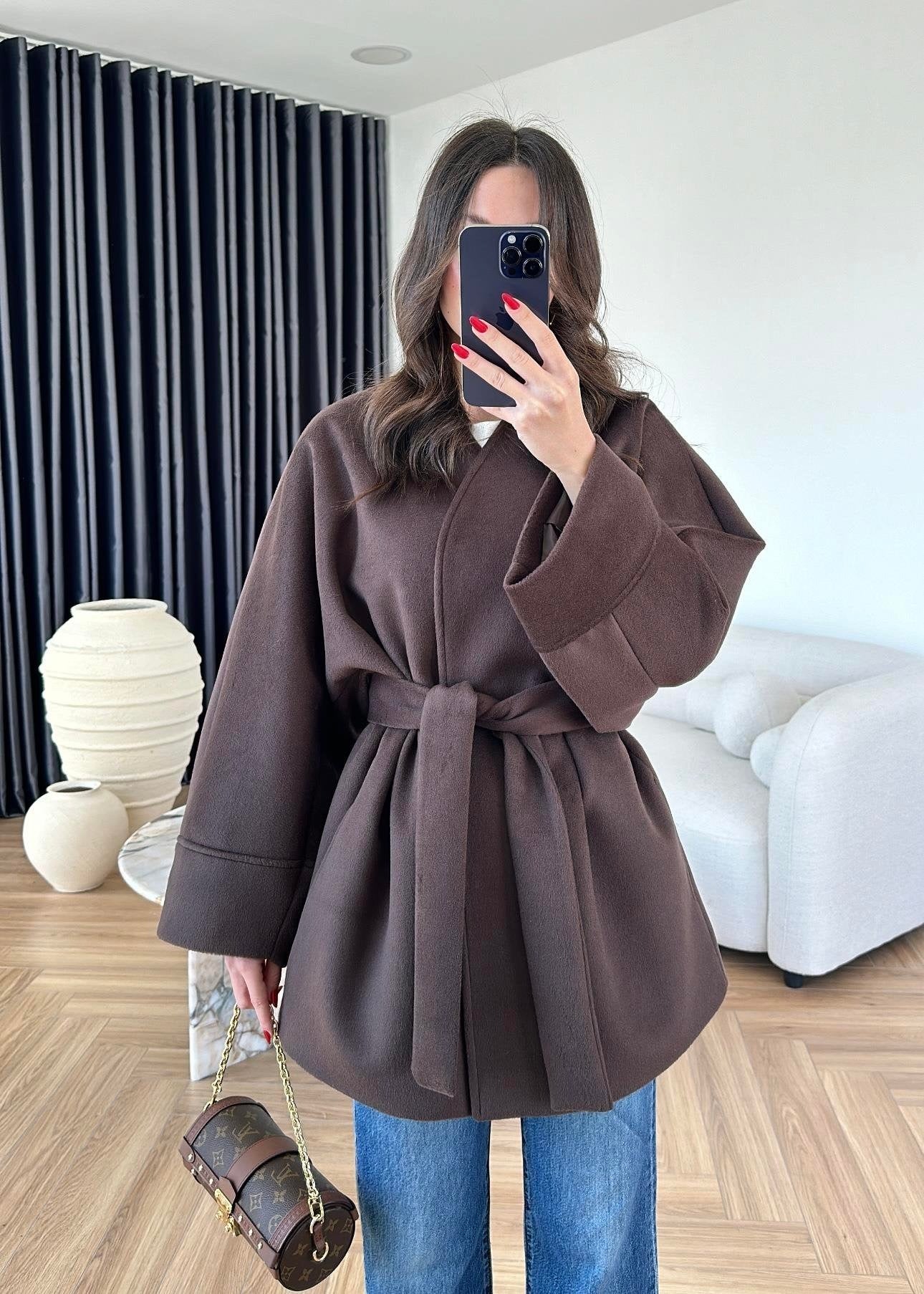 Kaşe Ara Boy Kaban ACI KAHVE