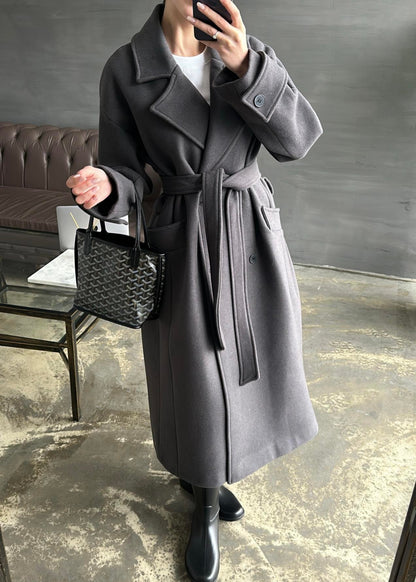 Kelebek Yakalı Kaşe Kaban GRİ