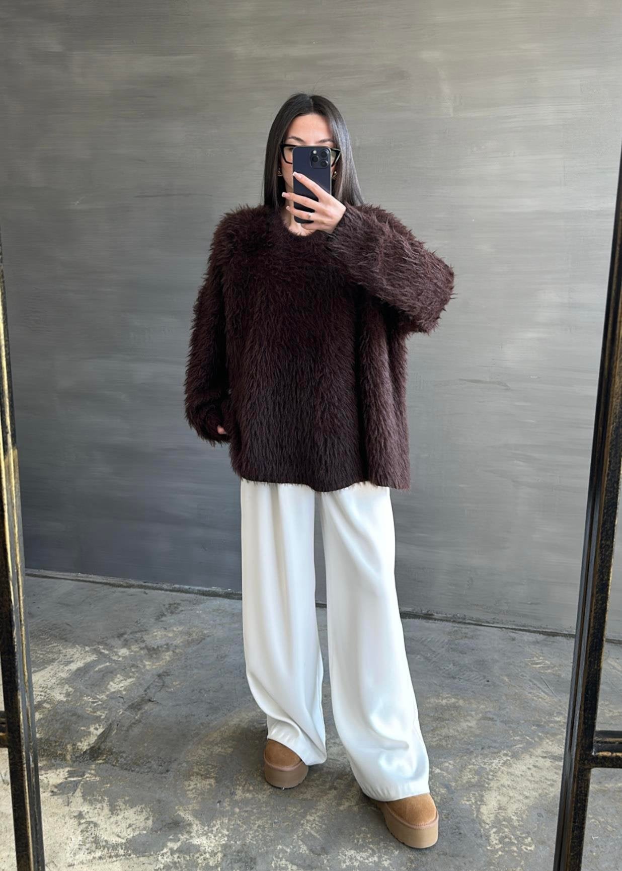 Uzun Tüylü Kazak KREM